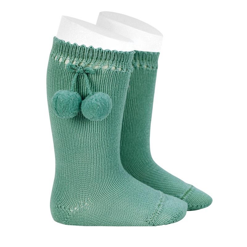 Calcetines altos perlé con borlas JADE