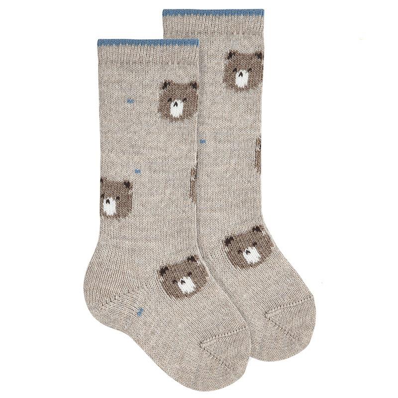 Calcetines altos mezcla lana merino osito