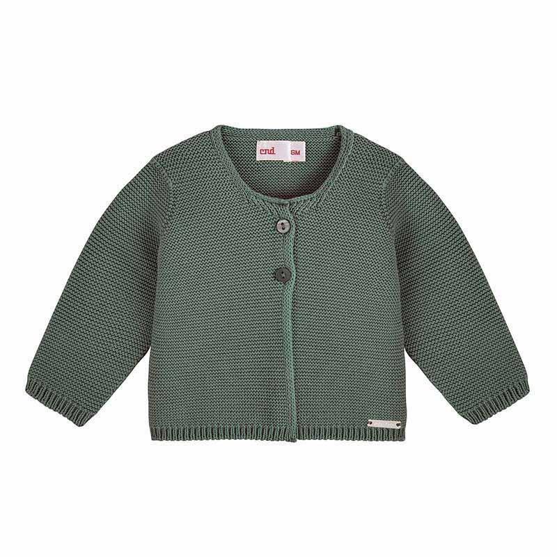 Chaqueta larga punto bobo VERDE LIQUEN