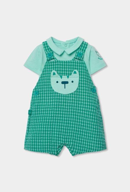 Conjunto bebé peto y camiseta de algodón cuadros