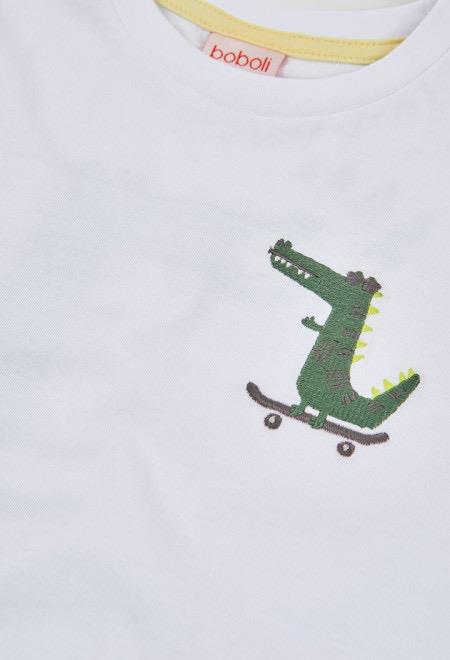Camiseta niño algodón blanco cocodrilo