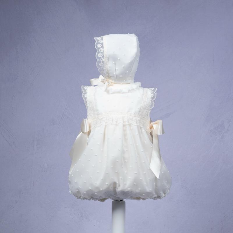 Pelele plumeti de organza con capota