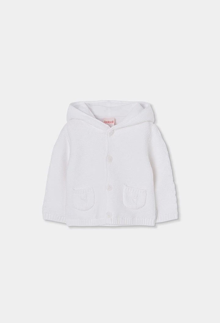Chaqueta bebé algodón blanco capucha