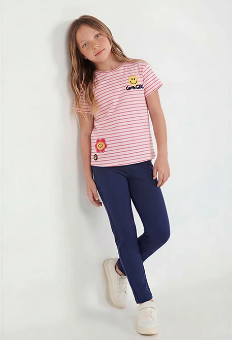 Pantalón felpa niña azul marino