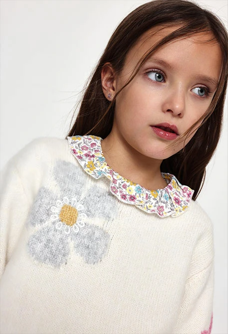 Jersey niña blanco estampado de flores