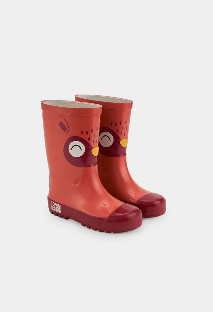 Bota naranja estampado de búho