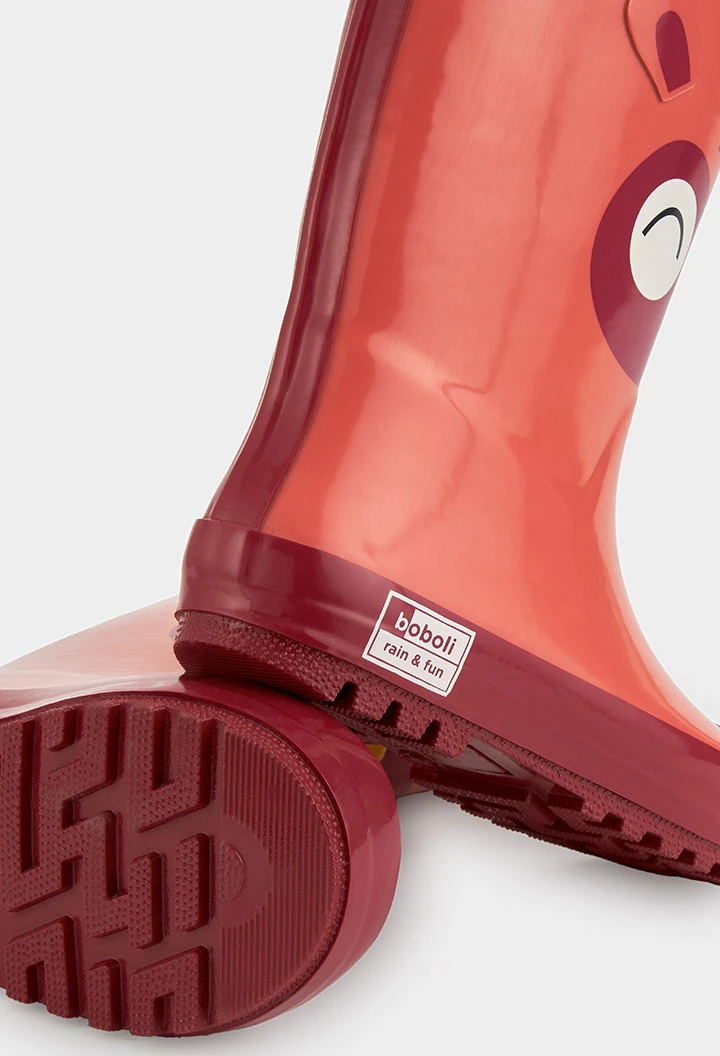 Bota naranja estampado de búho