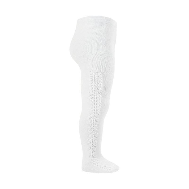 Leotardos algodón cálido con calado lateral BLANCO
