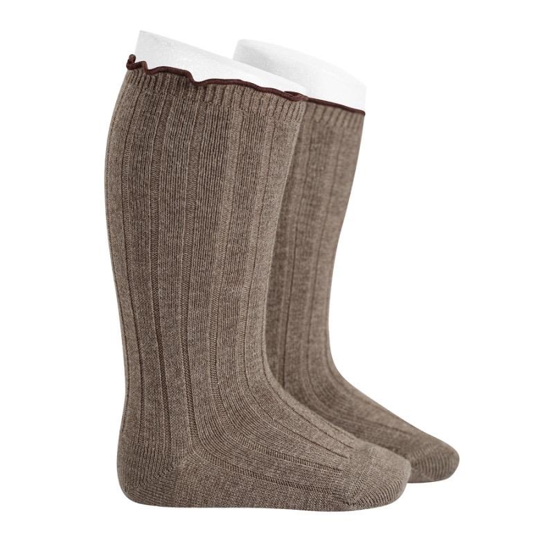 Calcetines altos canalé con curling contrastado TRONCO