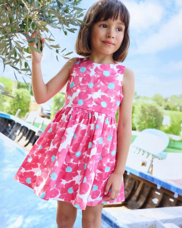 VESTIDO FLORES FUCSIA