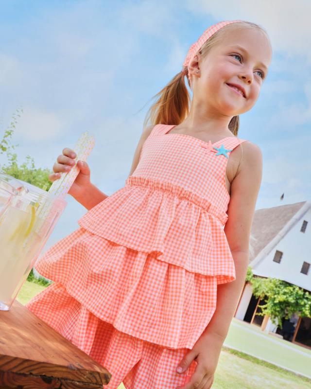 VESTIDO TIRANTES VICHY NARANJA